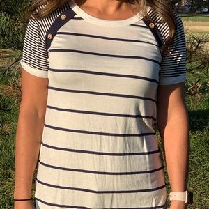 Blue and Off White Stripe Shirt